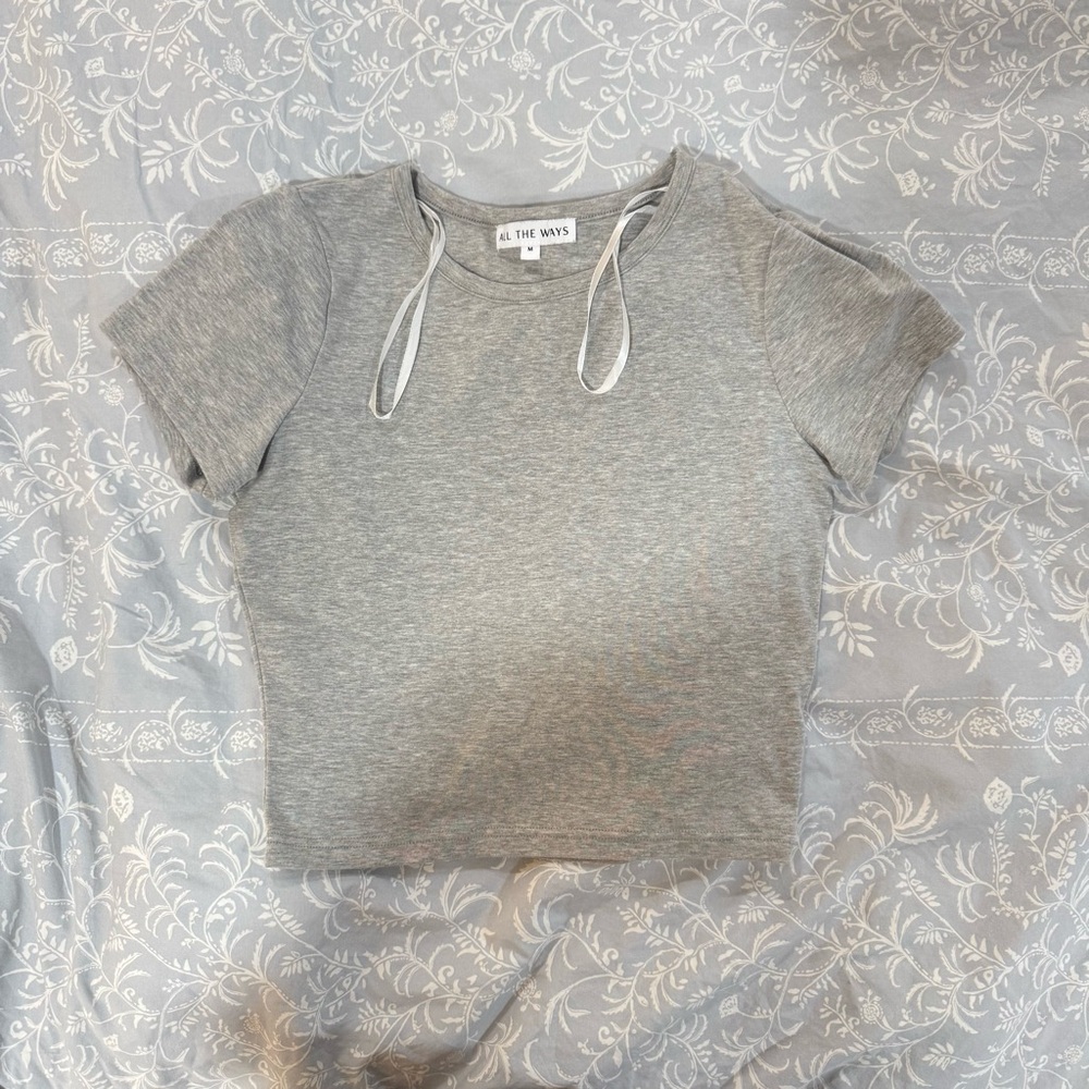 All The Ways Grey Short Sleeve Crop Top